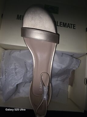 J. Adams Metallic Blush Open-Toe Slide Sandal